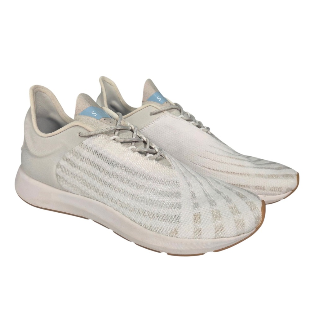 Saysh One Running Shoes‎ Women 7.5 White Cream Felix Jacquard Knit Sneakers
